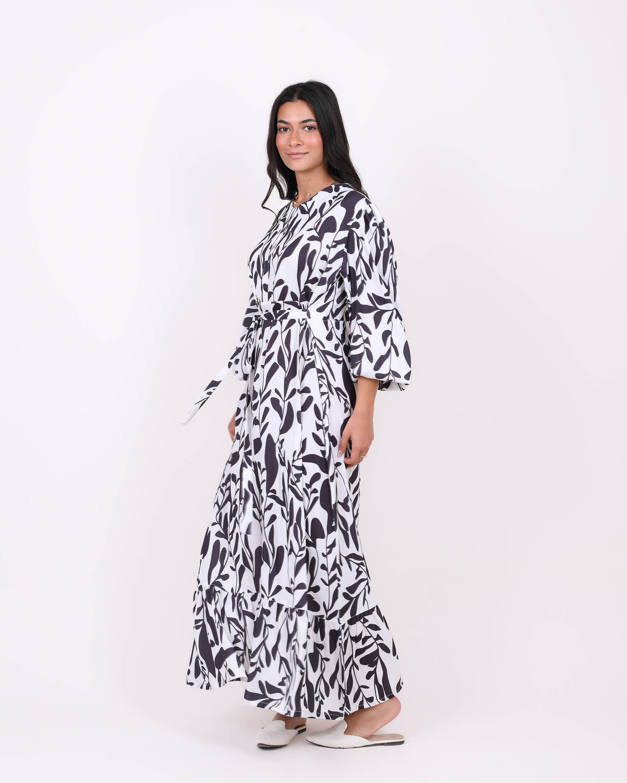 Printed satin dress