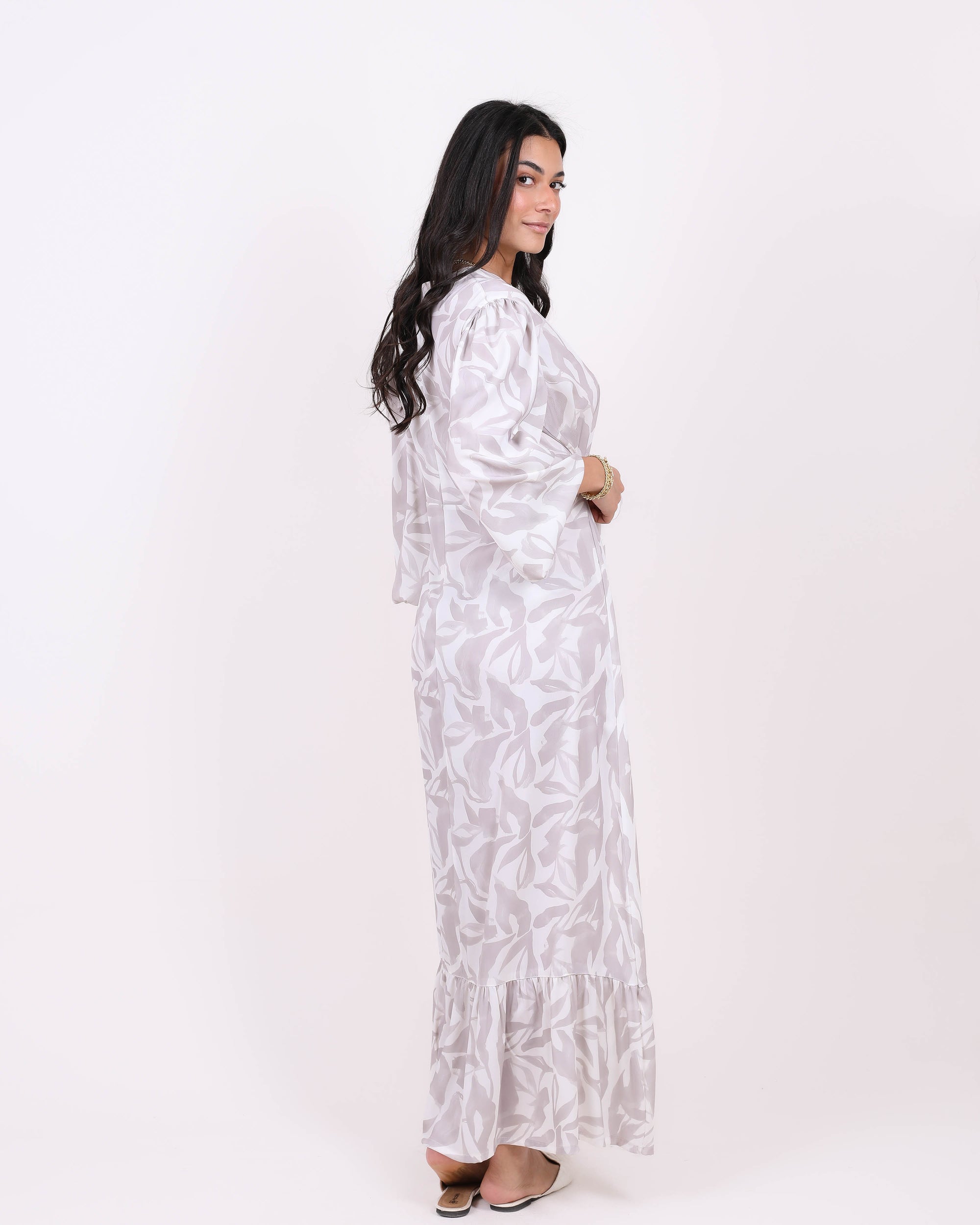 Printed satin dress