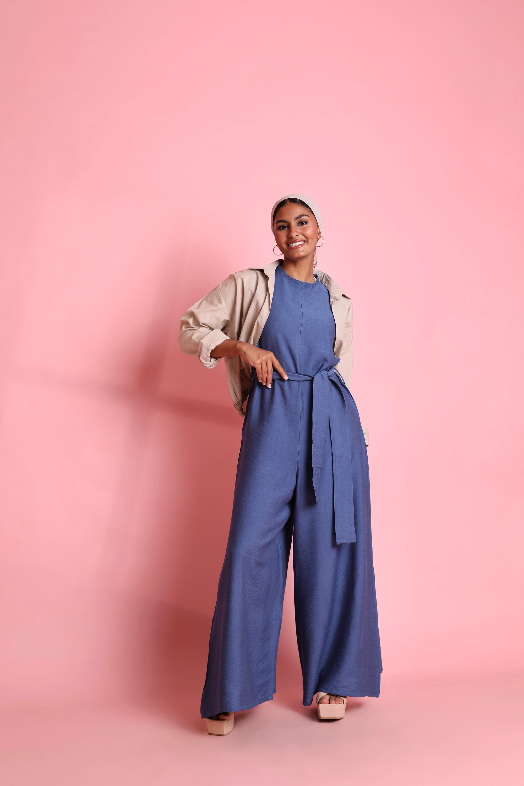 Linen Sleeveless Jumpsuit