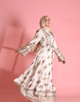 Printed Satin Dress With Belt