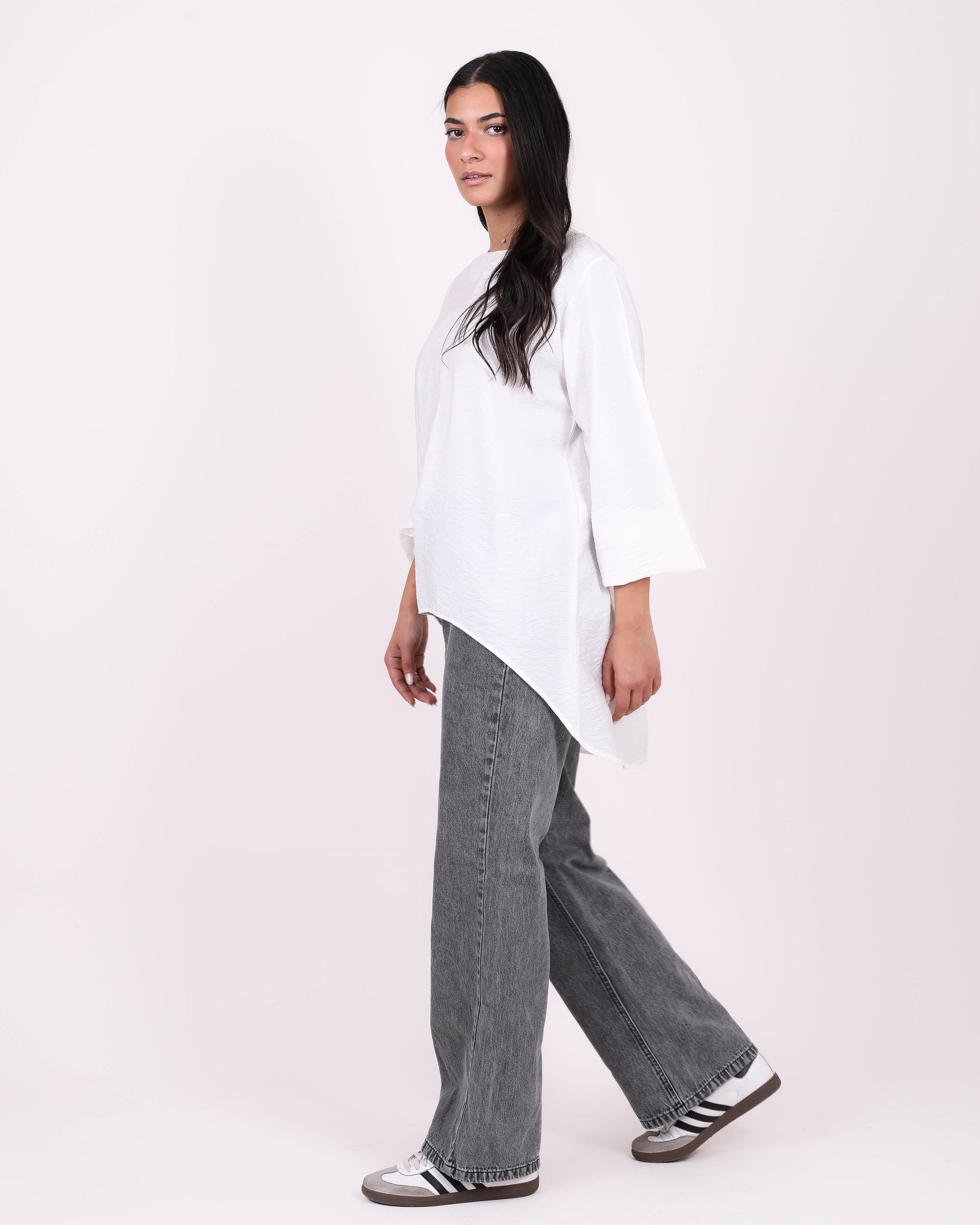 Elasticated Cuffs Plain Blouse