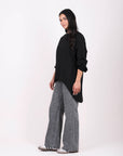 Elasticated Cuffs Plain Blouse