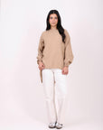 Elasticated Cuffs Plain Blouse