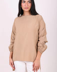 Elasticated Cuffs Plain Blouse