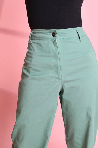 Buy green Wide Leg Gabardine Pants 3757