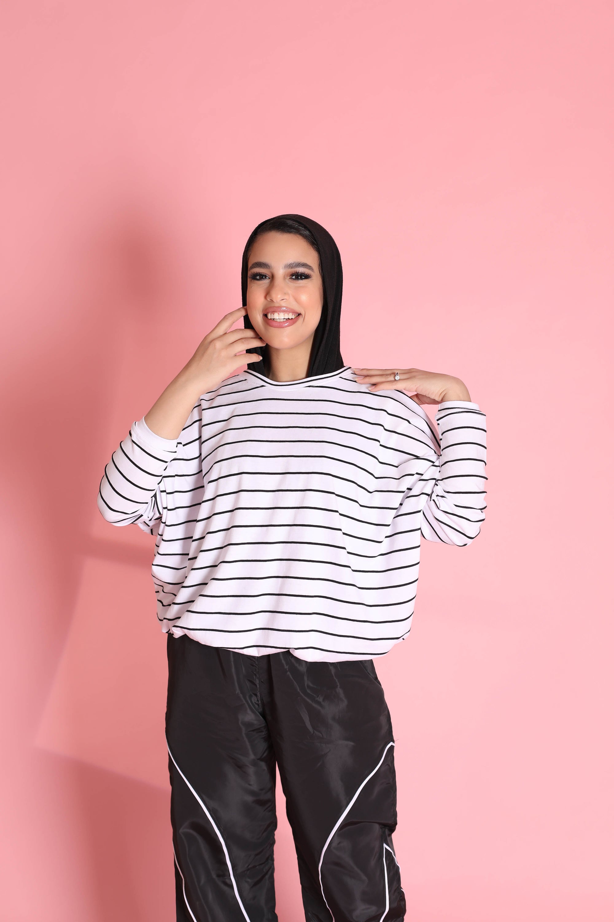 تي شيرت قطني مع شريط مطاطي