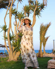 Printed Satin Dress With Belt