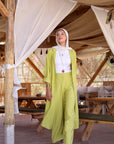Linen Blend Pants With Button