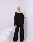 Linen Blend Pants With Button