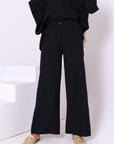 Linen Blend Pants With Button