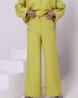 Linen Blend Pants With Button