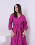 Linen Blend Dress With Belt