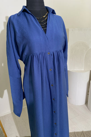 Buy navy-blue Linen Blend Dress 3823