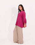 Casual Blouse With Button Sleeves