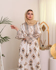 Printed Satin Dress With Belt