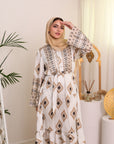 Printed Satin Dress With Belt