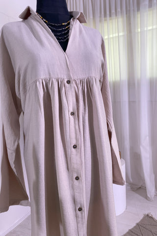 Buy beige Linen Blend Dress 3823