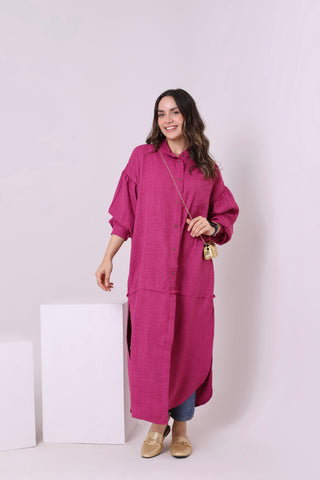 Buy fushia Linen Blend Dress Shirt 3830