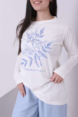Buy white-blue Cotton Tshirt B6