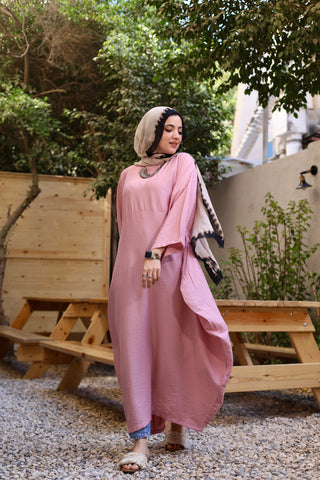 يشتري pink Linen Blend Dress 3808