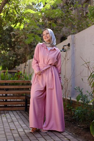 يشتري pink Linen Blend Jumpsuit 3826