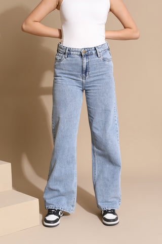 Buy light-blue Jeans Wide Leg Pants J600