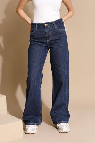 Buy dark-blue Jeans Wide Leg Pants J600