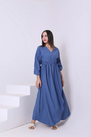 Buy navy-blue Linen Blend Dress 3848