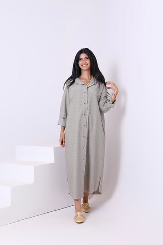 يشتري olive Linen Dress Shirt 3827