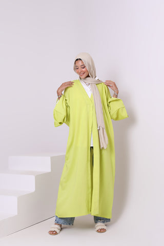 يشتري lime Linen Blend Dress 3829