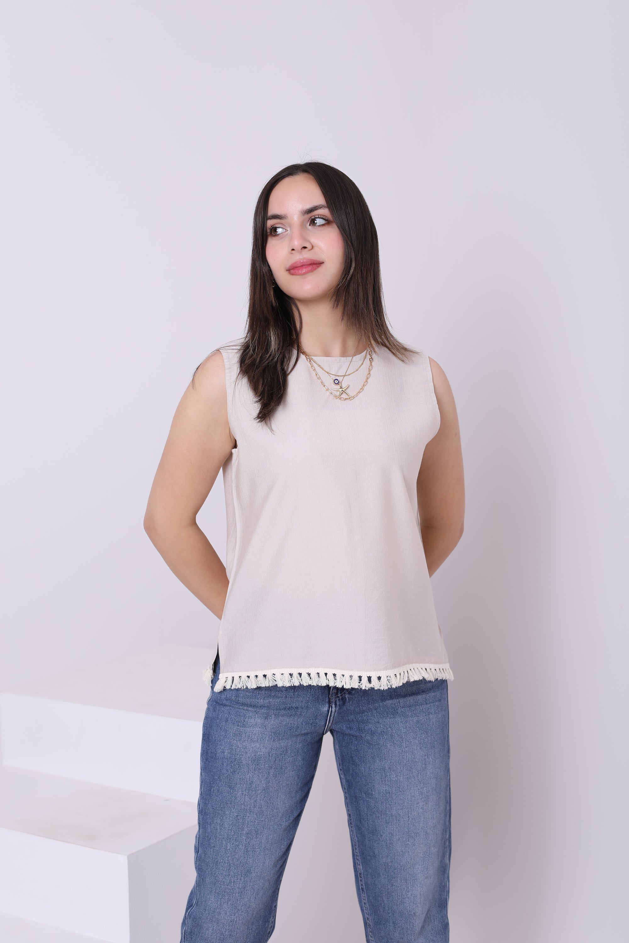 Linen Sleeveless Top 3833