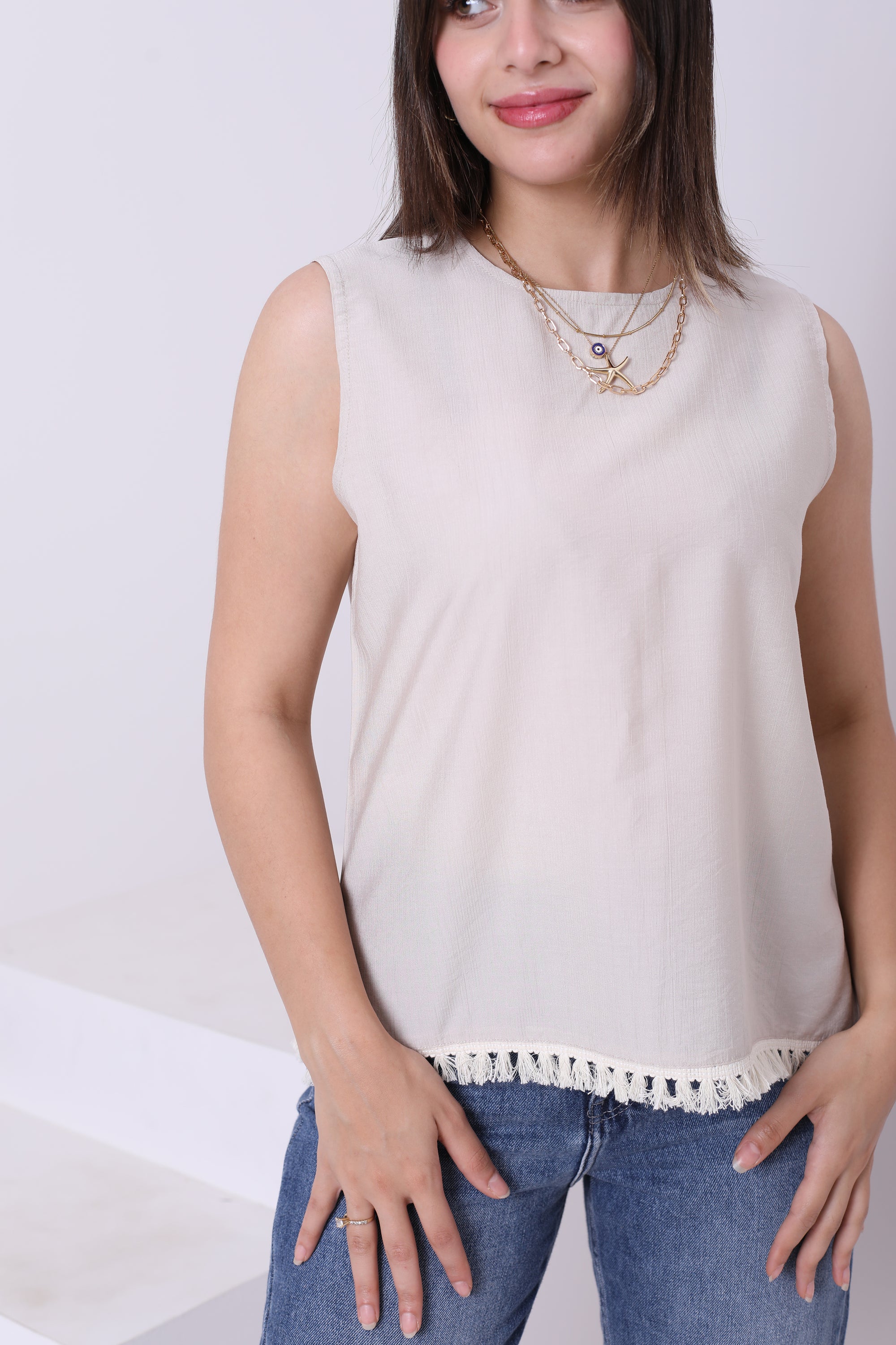 Linen Sleeveless Top 3833