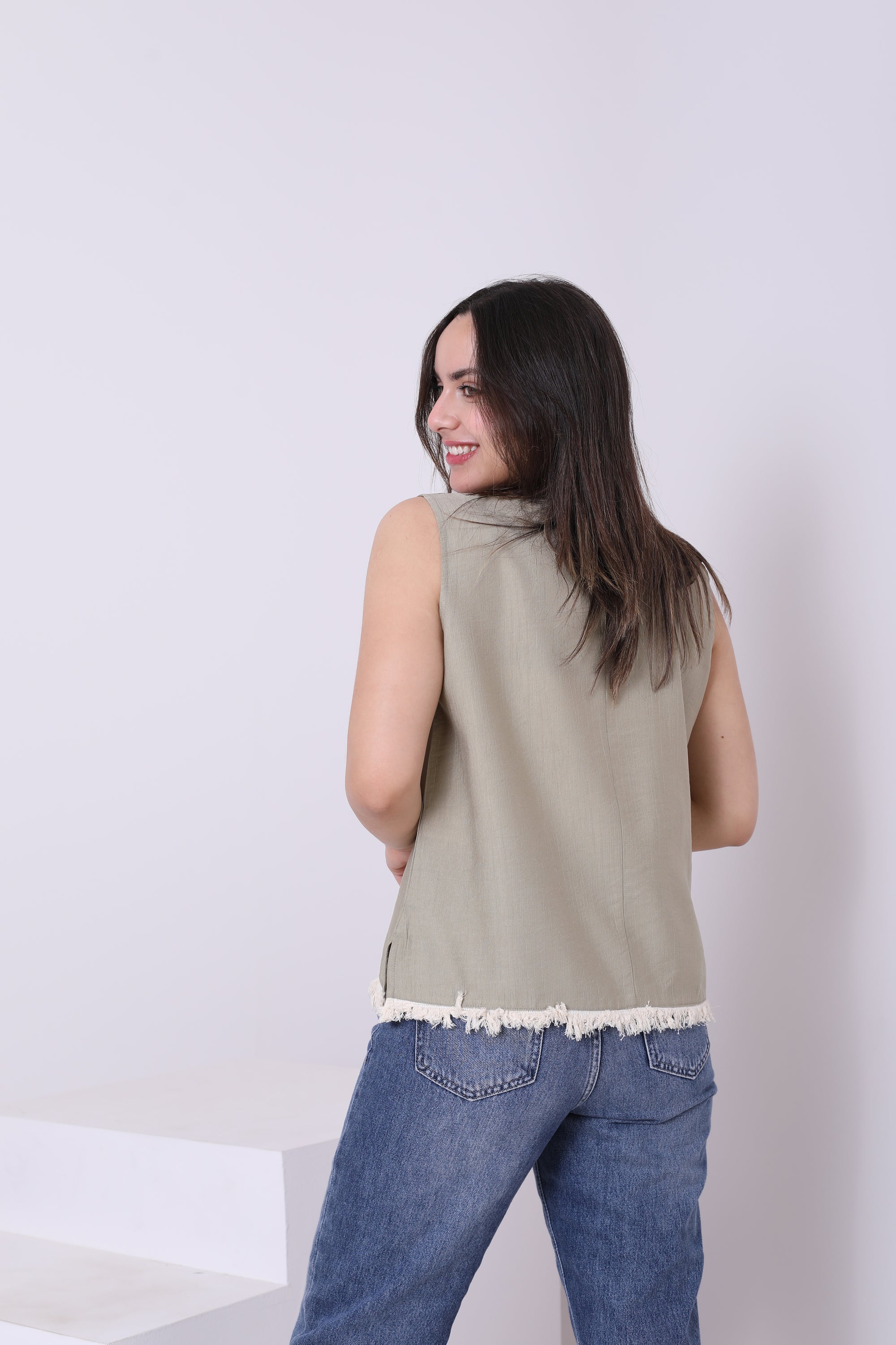 Linen Sleeveless Top 3833