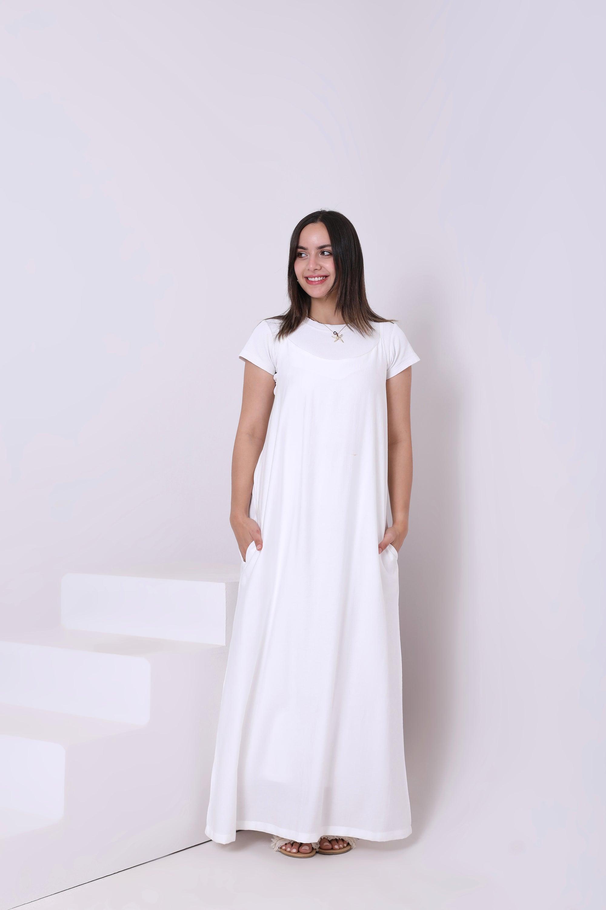 Linen Blend Dress 3844