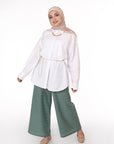 Wide Leg Cotton Pants 3504