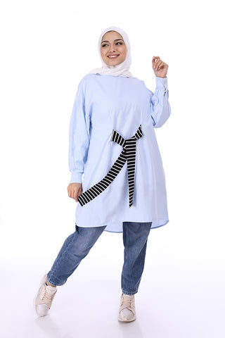 يشتري blue Oxford Blouse 3506