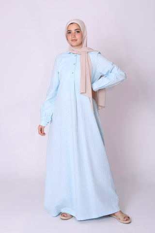 Buy blue Linen Abaya 3608