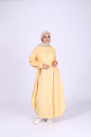يشتري yellow Linen Dress 3609