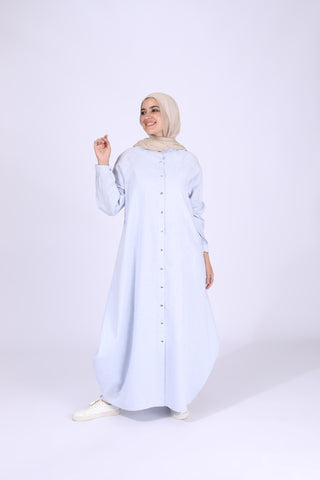 يشتري light-blue Linen Dress 3609