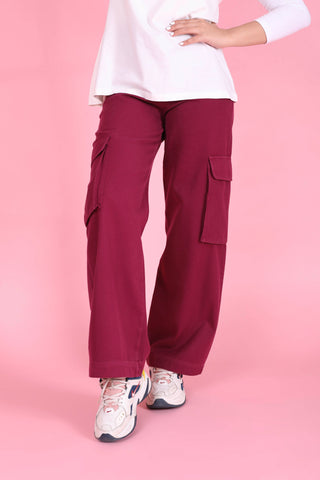 Buy burgundy Gabardine Pants 3730