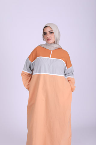Buy orange Cotton Abaya 3666