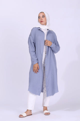 يشتري blue Linen Shirt 3636