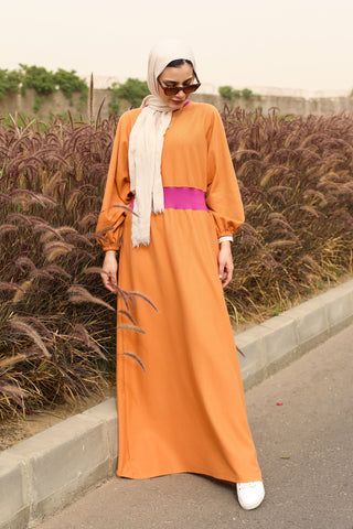 Buy orange Cotton Dress 3677