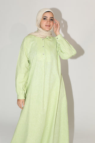 Buy green Linen Abaya 3608