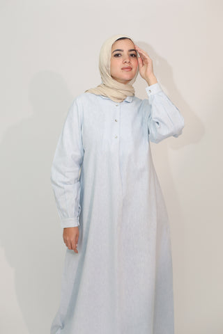 Buy baby-blue Linen Abaya 3608